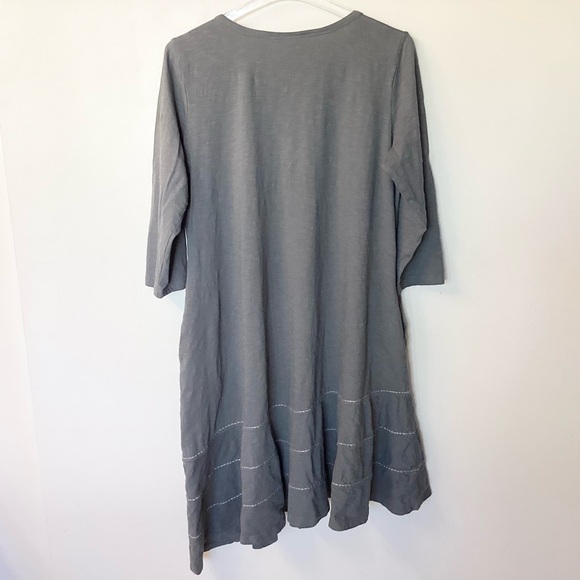 LOGO by Lori Goldstein QVC 3/4 Sleeve Cotton Slub Dress with Asymmetrical Hem L - Picture 5 of 10